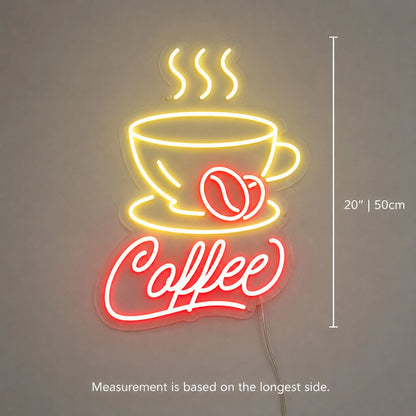 Steaming Coffee Cup Neon Sign LED Neon Sign size image