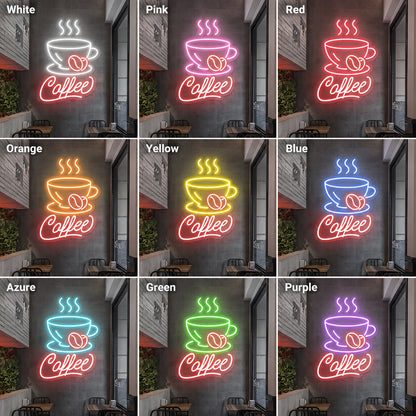 Steaming Coffee Cup Neon Sign LED Neon Sign color grid