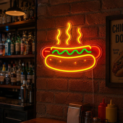 Steaming Hot Dog Neon Sign LED Neon Sign real lifestyle scene