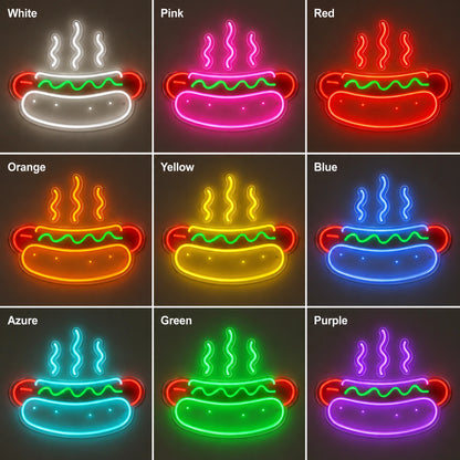 Steaming Hot Dog Neon Sign LED Neon Sign color grid