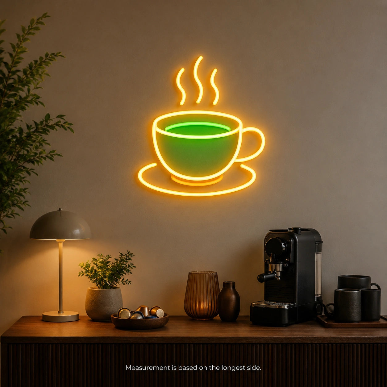 Steaming Tea Cup Saucer LED Neon Sign color grid