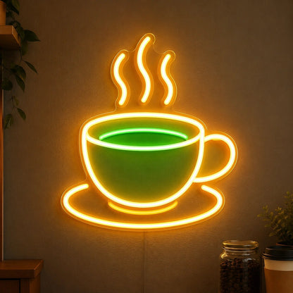 Steaming Tea Cup Saucer LED Neon Sign - Shineneon