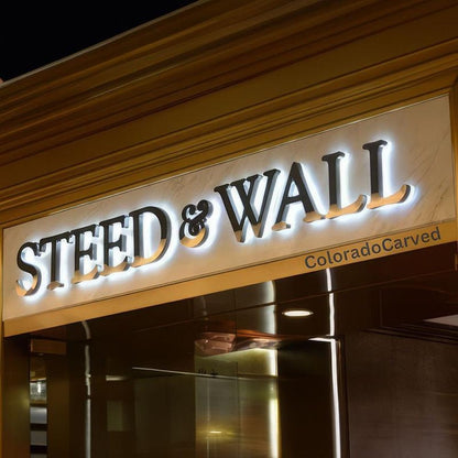 Steed And Wall 3D Backlit Stainless Steel Letters Business Metal Led Sign - Shineneon