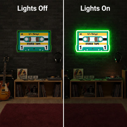 Stereo Tape Neon Sign LED Neon Sign day and night comparison