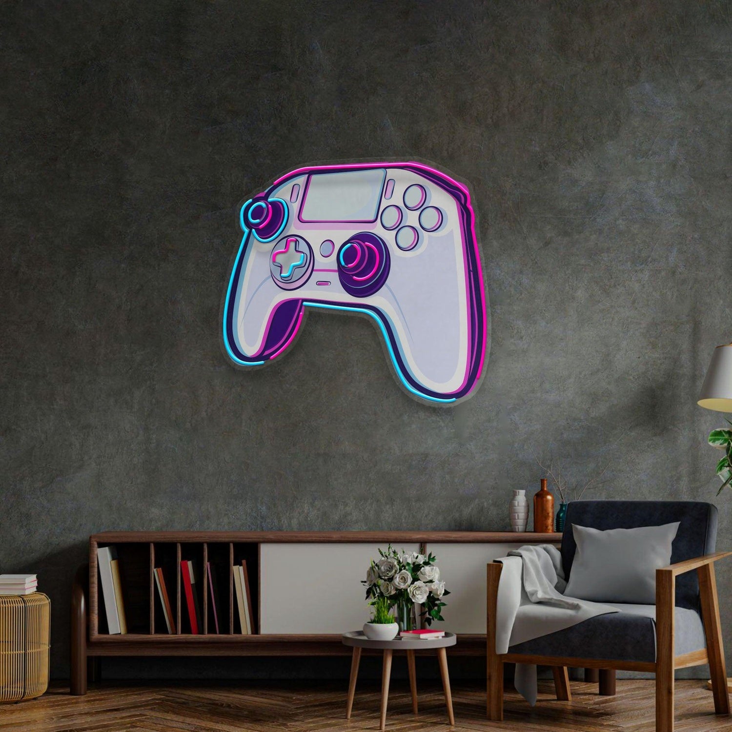 Stick Controller Purple-Blue Uv Printed Led Neon Sign For Gaming Room Holiday Decor | Shineneon