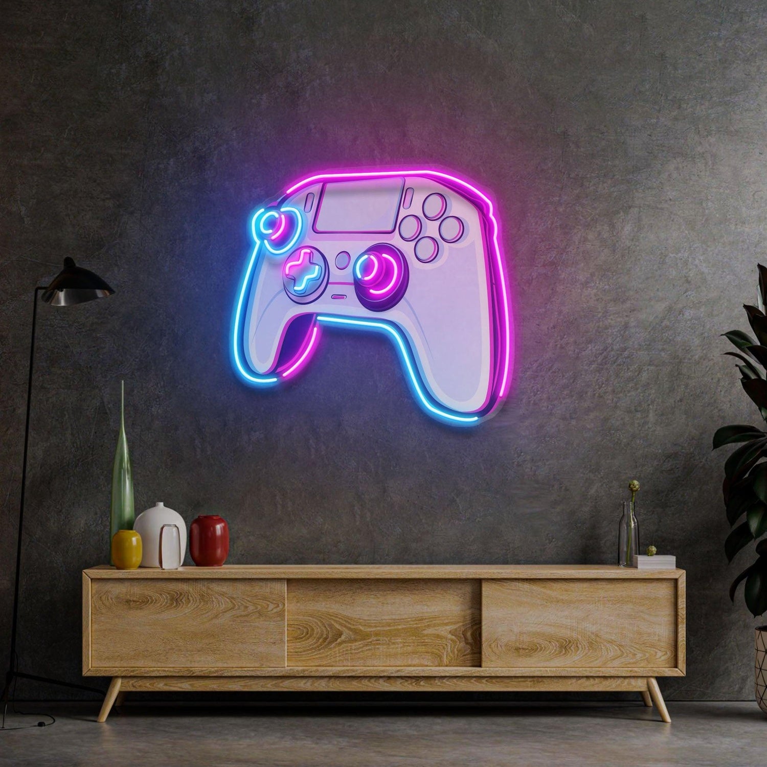 Stick Controller Purple-Blue Uv Printed Led Neon Sign For Gaming Room Holiday Decor | Shineneon