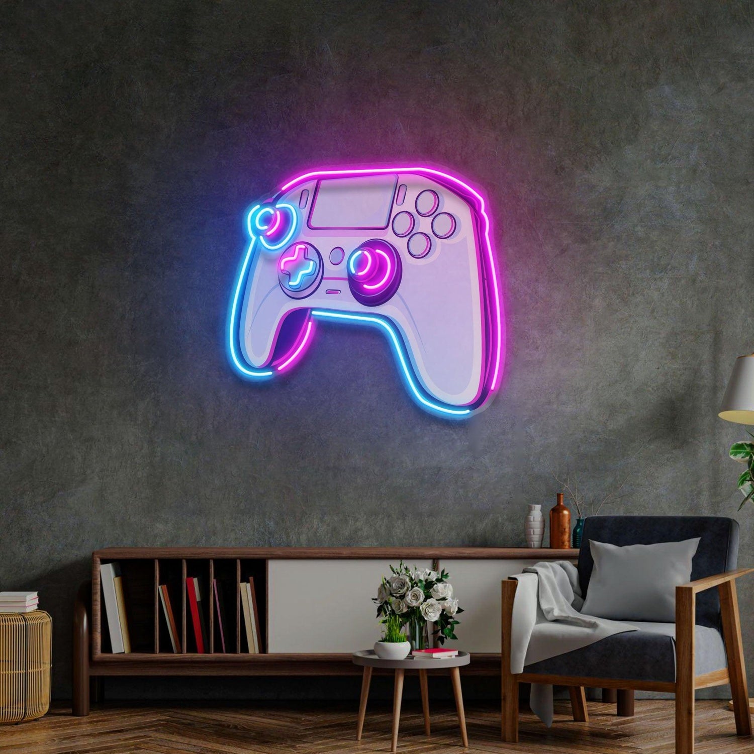 Stick Controller Purple-Blue Uv Printed Led Neon Sign For Gaming Room Holiday Decor | Shineneon