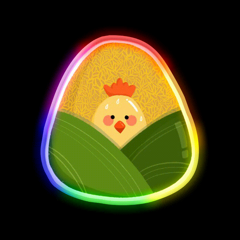 Sticky Rice Chicken Led Neon Sign Chinese Food Rgb Color - LED neon sign close-up detail