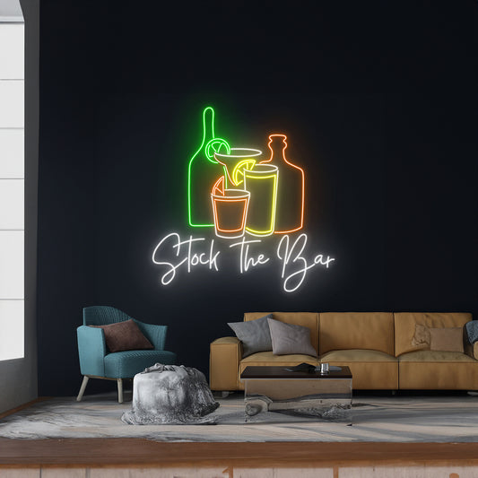 Stock The Bar Neon Sign Bar Pub Neon Light