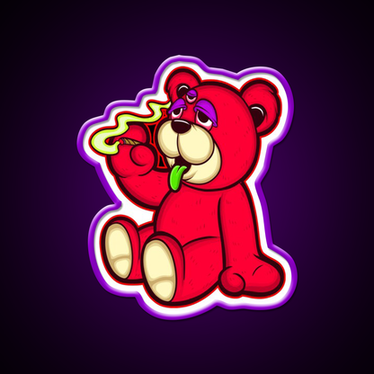Stoned Bear Character Green Leaf Led Neon Sign 420 Neon Decor Rgb Color - LED neon sign view 9
