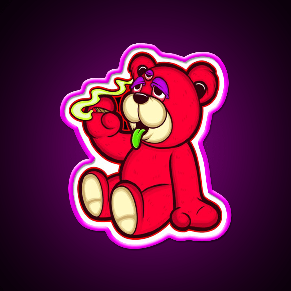 Stoned Bear Character Green Leaf Led Neon Sign 420 Neon Decor Rgb Color - Shineneon