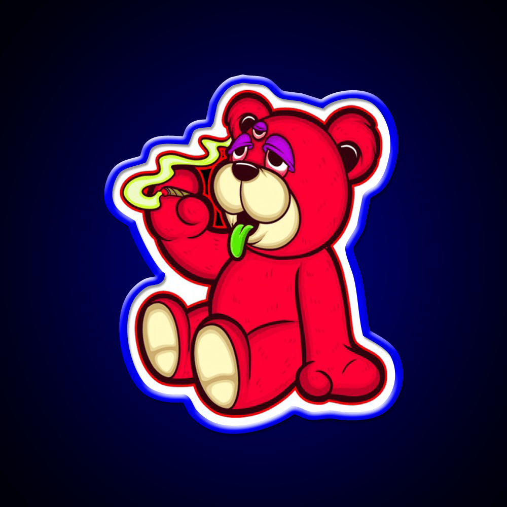 Stoned Bear Character Green Leaf Led Neon Sign 420 Neon Decor Rgb Color - Shineneon