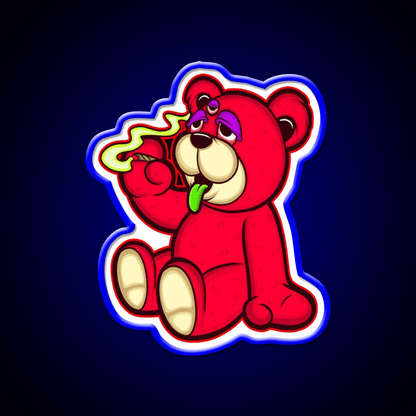 Stoned Bear Character Green Leaf Led Neon Sign 420 Neon Decor Rgb Color - Shineneon