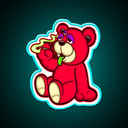 Stoned Bear Character Green Leaf Led Neon Sign 420 Neon Decor Rgb Color - Shineneon