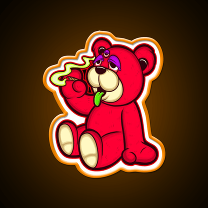 Stoned Bear Character Green Leaf Led Neon Sign 420 Neon Decor Rgb Color - Shineneon