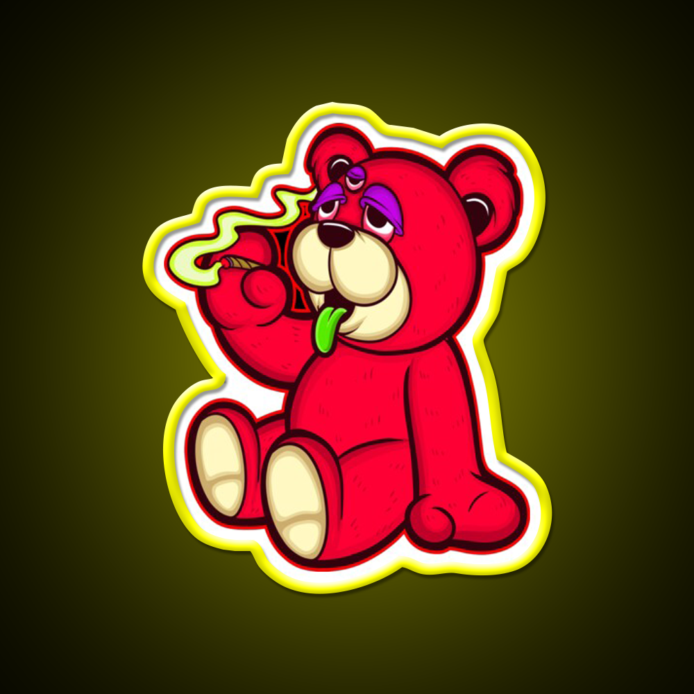Stoned Bear Character Green Leaf Led Neon Sign 420 Neon Decor Rgb Color - LED neon sign view 7