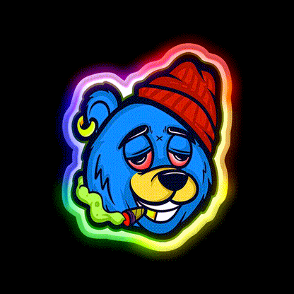 Stoned Bear Character Hemp Inspired Green Leaf Led Neon Sign Rgb Color - LED neon sign close-up detail