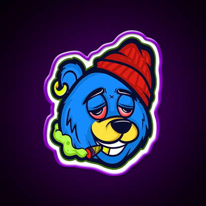 Stoned Bear Character Hemp Inspired Green Leaf Led Neon Sign Rgb Color - LED neon sign view 9