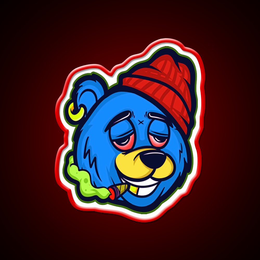 Stoned Bear Character Hemp Inspired Green Leaf Led Neon Sign Rgb Color - LED neon sign view 10