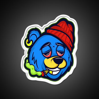 Stoned Bear Character Hemp Inspired Green Leaf Led Neon Sign Rgb Color - LED neon sign view 11