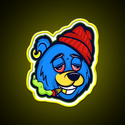 Stoned Bear Character Hemp Inspired Green Leaf Led Neon Sign Rgb Color - LED neon sign view 7