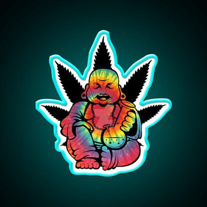 Stoned Buddha Hemp Inspired Green Leaf Led Neon Sign Rgb Color - Size and dimension reference