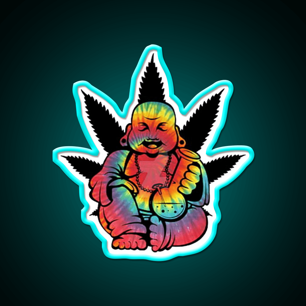 Stoned Buddha Hemp Inspired Green Leaf Led Neon Sign Rgb Color - Shineneon