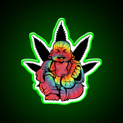 Stoned Buddha Hemp Inspired Green Leaf Led Neon Sign Rgb Color - Shineneon