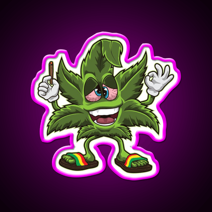 Stoned Leaf Weed Cartoon Hemp Inspired Green Leaf Led Neon Sign Rgb Color - Shineneon