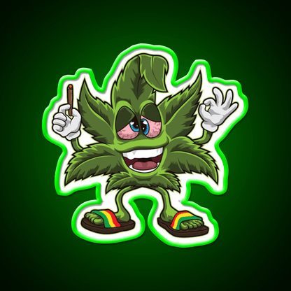 Stoned Leaf Weed Cartoon Hemp Inspired Green Leaf Led Neon Sign Rgb Color - Shineneon
