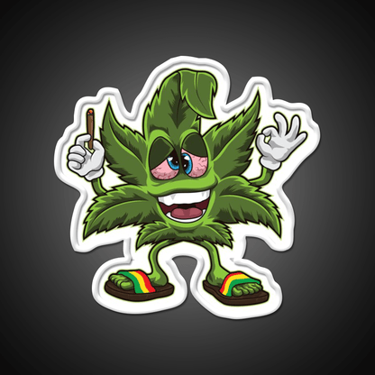 Stoned Leaf Weed Cartoon Hemp Inspired Green Leaf Led Neon Sign Rgb Color - Shineneon