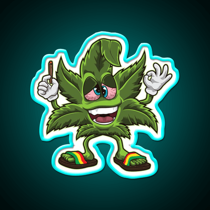 Stoned Leaf Weed Cartoon Hemp Inspired Green Leaf Led Neon Sign Rgb Color - Shineneon