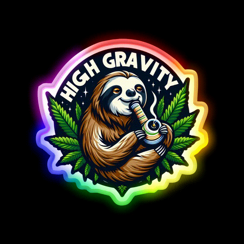 Stoned Sloth Hemp Inspired Green Leaf Led Neon Sign Rgb Color - LED neon sign close-up detail