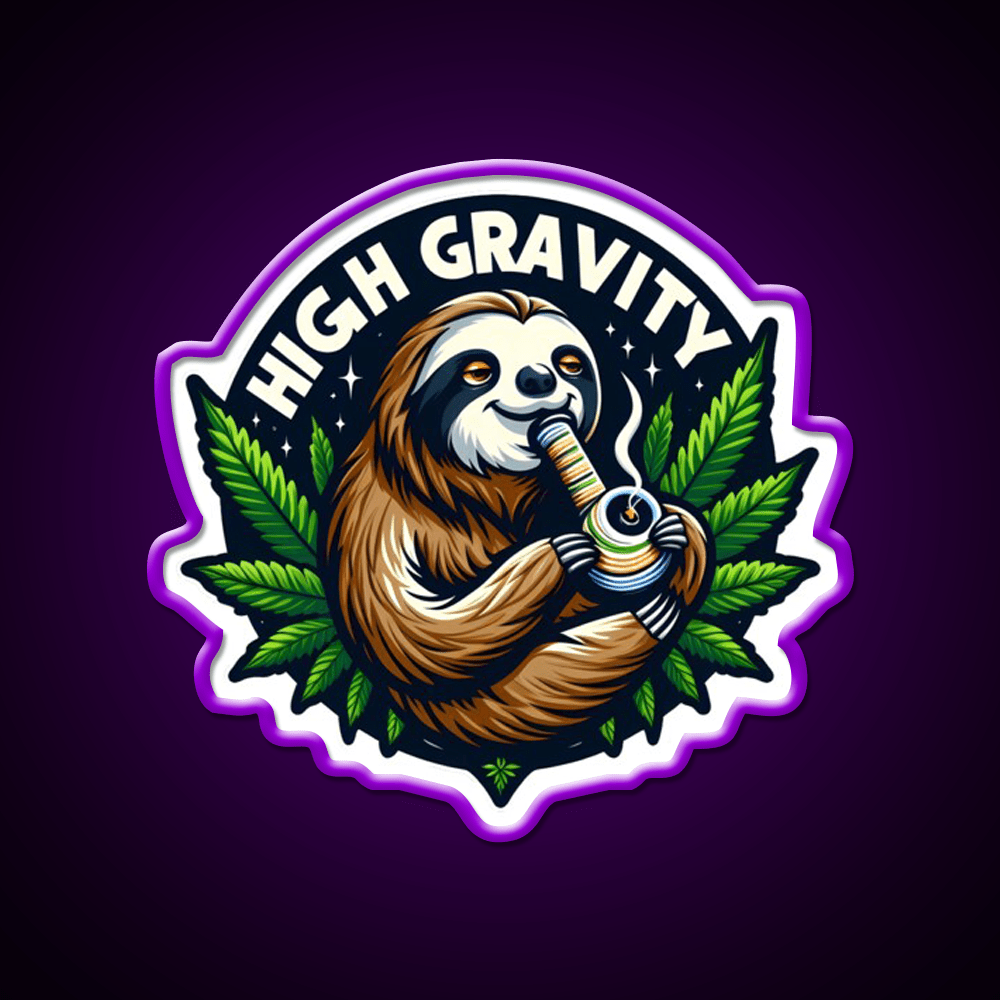 Stoned Sloth Hemp Inspired Green Leaf Led Neon Sign Rgb Color - Shineneon