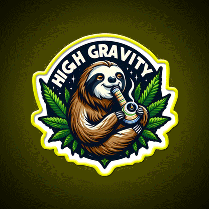 Stoned Sloth Hemp Inspired Green Leaf Led Neon Sign Rgb Color - Custom LED neon sign front view