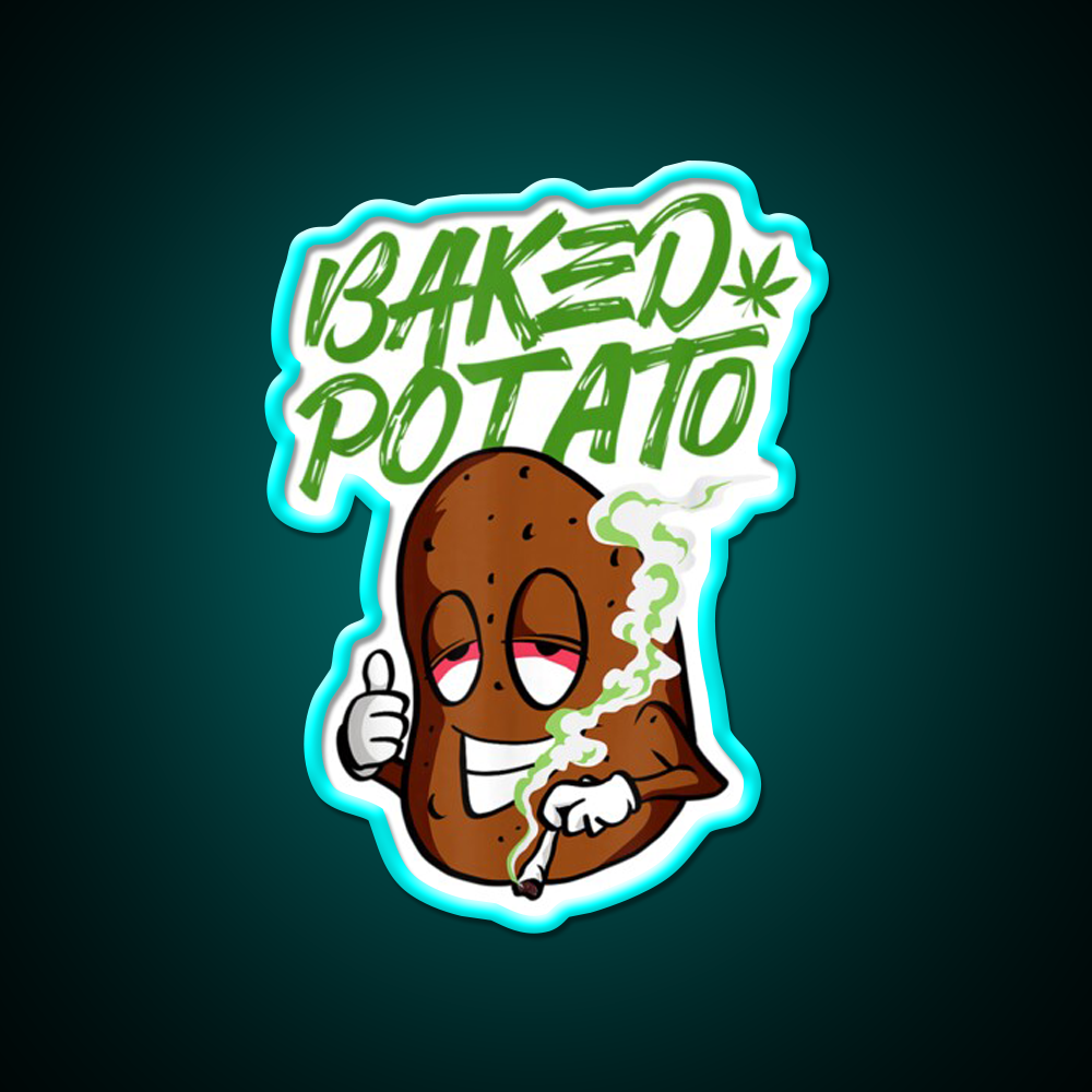 Stoner Baked Potato Hemp Inspired Green Leaf Led Neon Sign Rgb Color