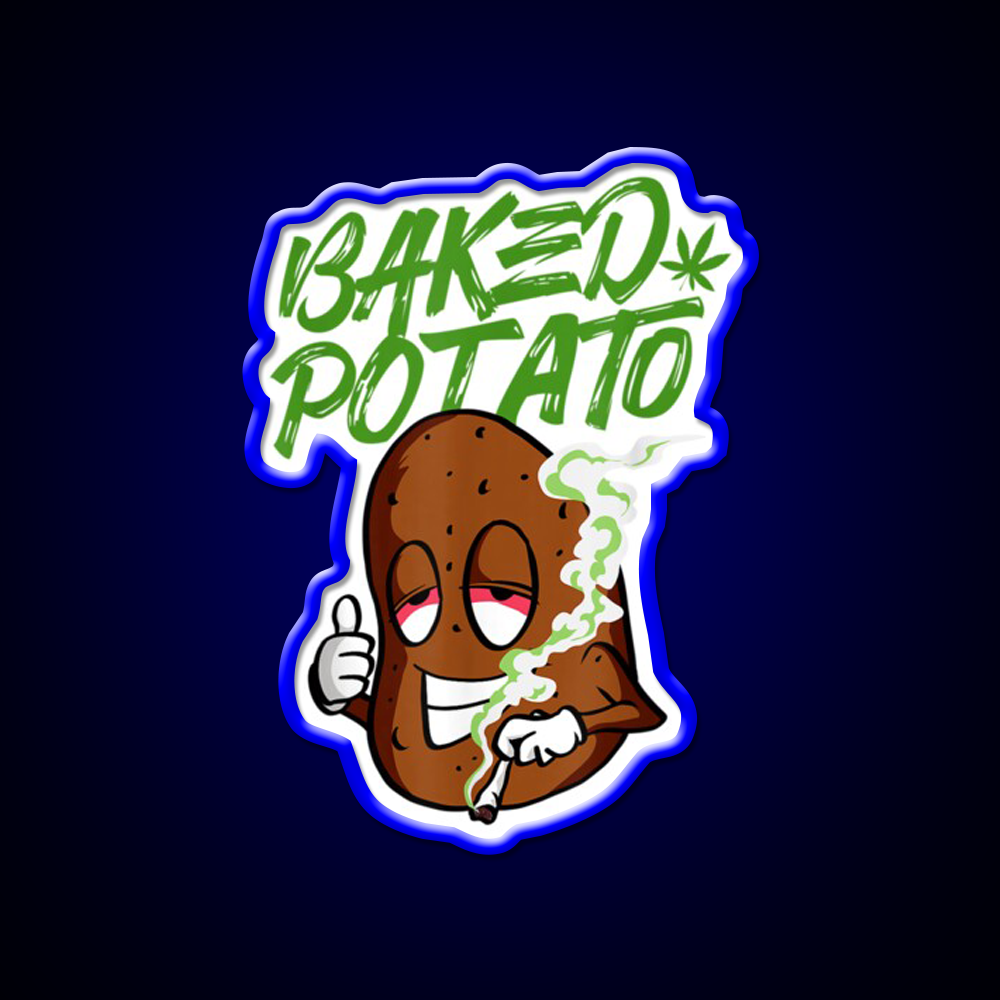 Stoner Baked Potato Hemp Inspired Green Leaf Led Neon Sign Rgb Color