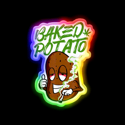 Stoner Baked Potato Hemp Inspired Green Leaf Led Neon Sign Rgb Color
