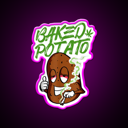 Stoner Baked Potato Hemp Inspired Green Leaf Led Neon Sign Rgb Color