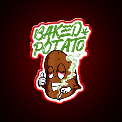 Stoner Baked Potato Hemp Inspired Green Leaf Led Neon Sign Rgb Color