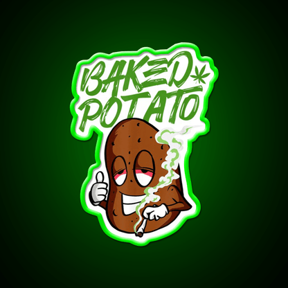 Stoner Baked Potato Hemp Inspired Green Leaf Led Neon Sign Rgb Color - Shineneon