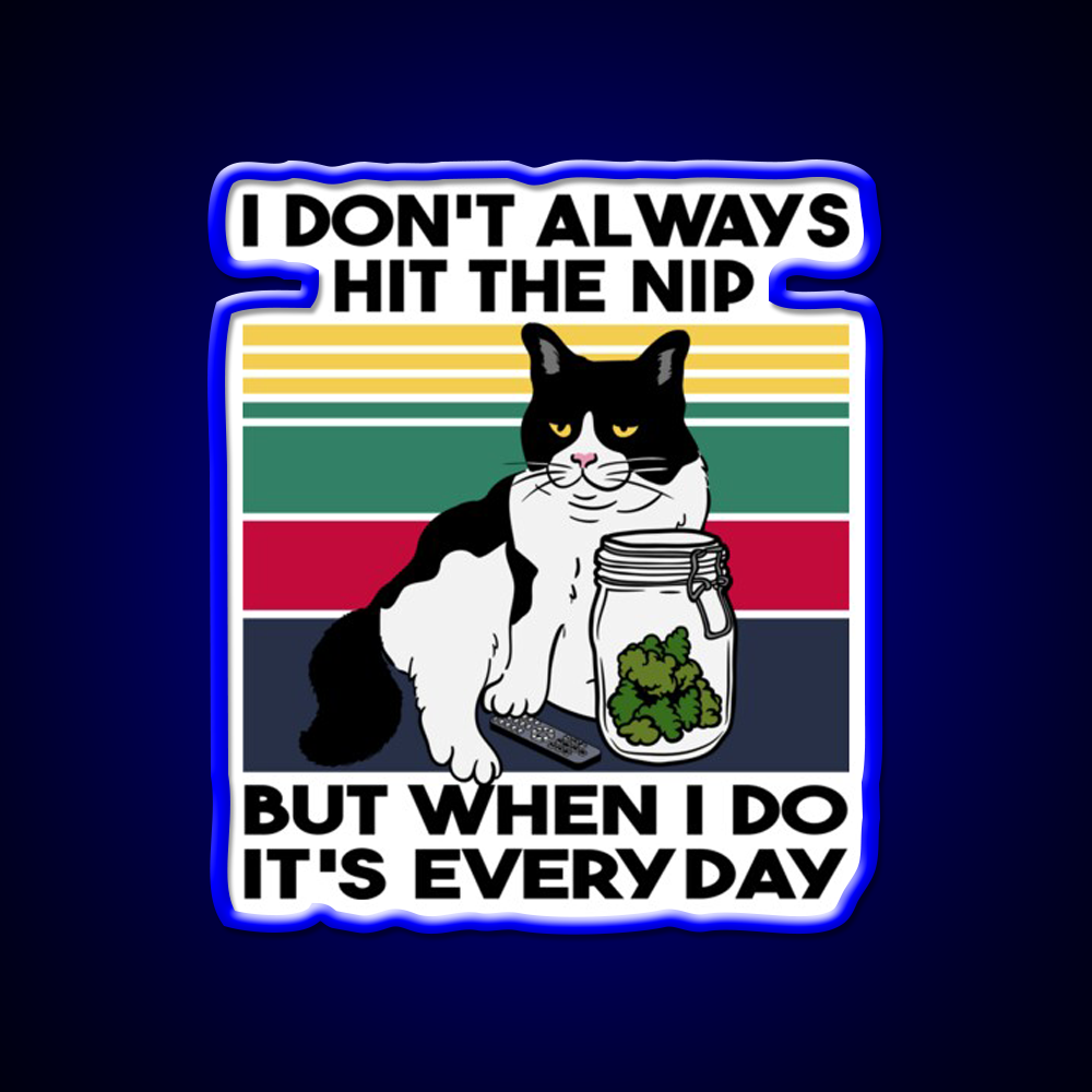 Stoner Cat Funny Cat Loves Weed Hemp Inspired Green Leaf Led Neon Sign Rgb Color - LED neon sign view 5