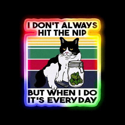 Stoner Cat Funny Cat Loves Weed Hemp Inspired Green Leaf Led Neon Sign Rgb Color - LED neon sign close-up detail