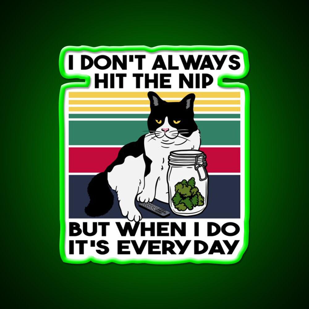 Stoner Cat Funny Cat Loves Weed Hemp Inspired Green Leaf Led Neon Sign Rgb Color - LED neon sign view 8