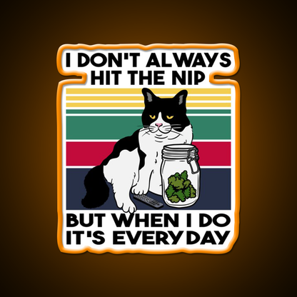 Stoner Cat Funny Cat Loves Weed Hemp Inspired Green Leaf Led Neon Sign Rgb Color - LED neon sign view 6