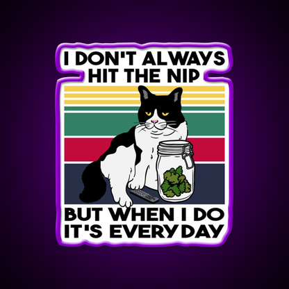 Stoner Cat Funny Cat Loves Weed Hemp Inspired Green Leaf Led Neon Sign Rgb Color - LED neon sign view 9