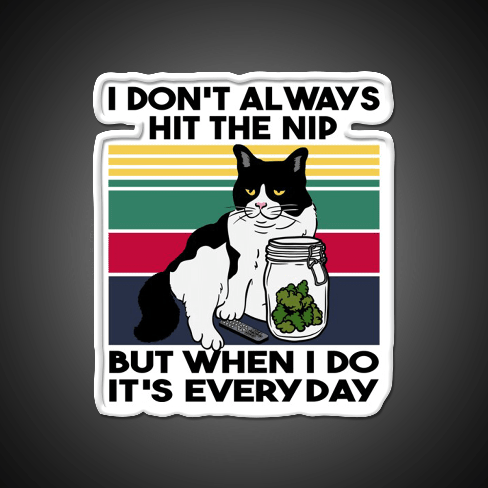 Stoner Cat Funny Cat Loves Weed Hemp Inspired Green Leaf Led Neon Sign Rgb Color - Shineneon