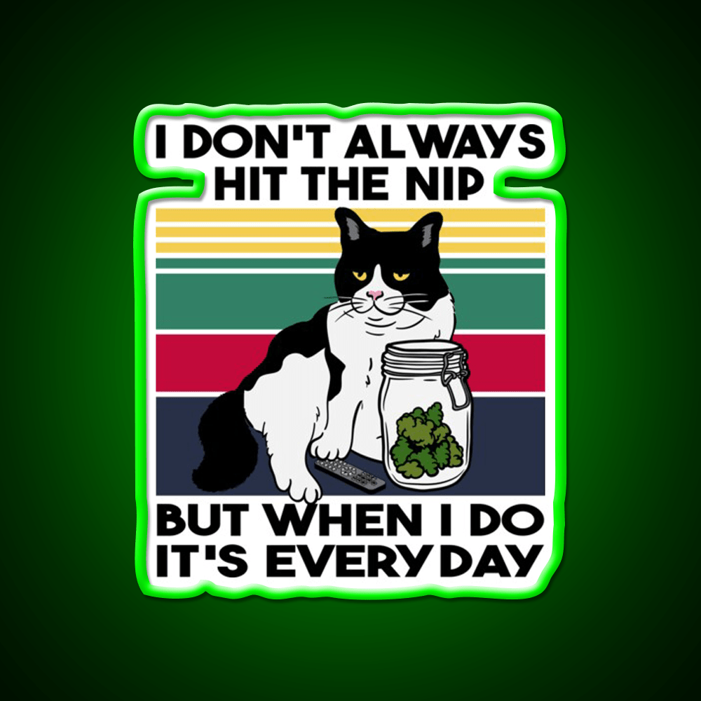 Stoner Cat Funny Cat Loves Weed Hemp Inspired Green Leaf Led Neon Sign Rgb Color - Shineneon