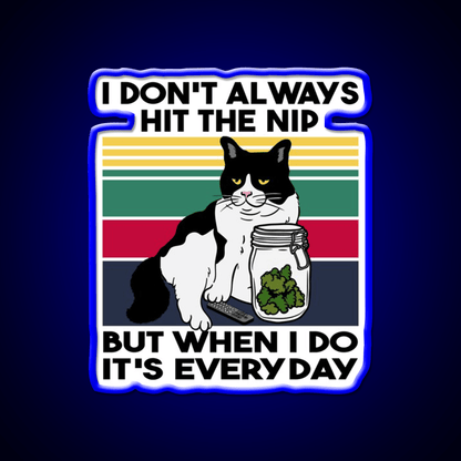 Stoner Cat Funny Cat Loves Weed Hemp Inspired Green Leaf Led Neon Sign Rgb Color - Shineneon