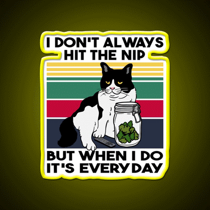 Stoner Cat Funny Cat Loves Weed Hemp Inspired Green Leaf Led Neon Sign Rgb Color - Custom LED neon sign front view
